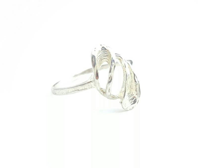 Vintage Sterling Silber Modernist Elegante Welle Texturierte Dimensional Spiral Ring - Größe 5, 5 von SilverAppleGalleries