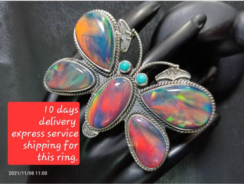 Aurora Opal Ring - Handgemachter Edelstein Schmuck Für Frauen Einzigartiges Boho Chic Design Perfekter Statement Den Alltag von SilverArtNGemsPalace