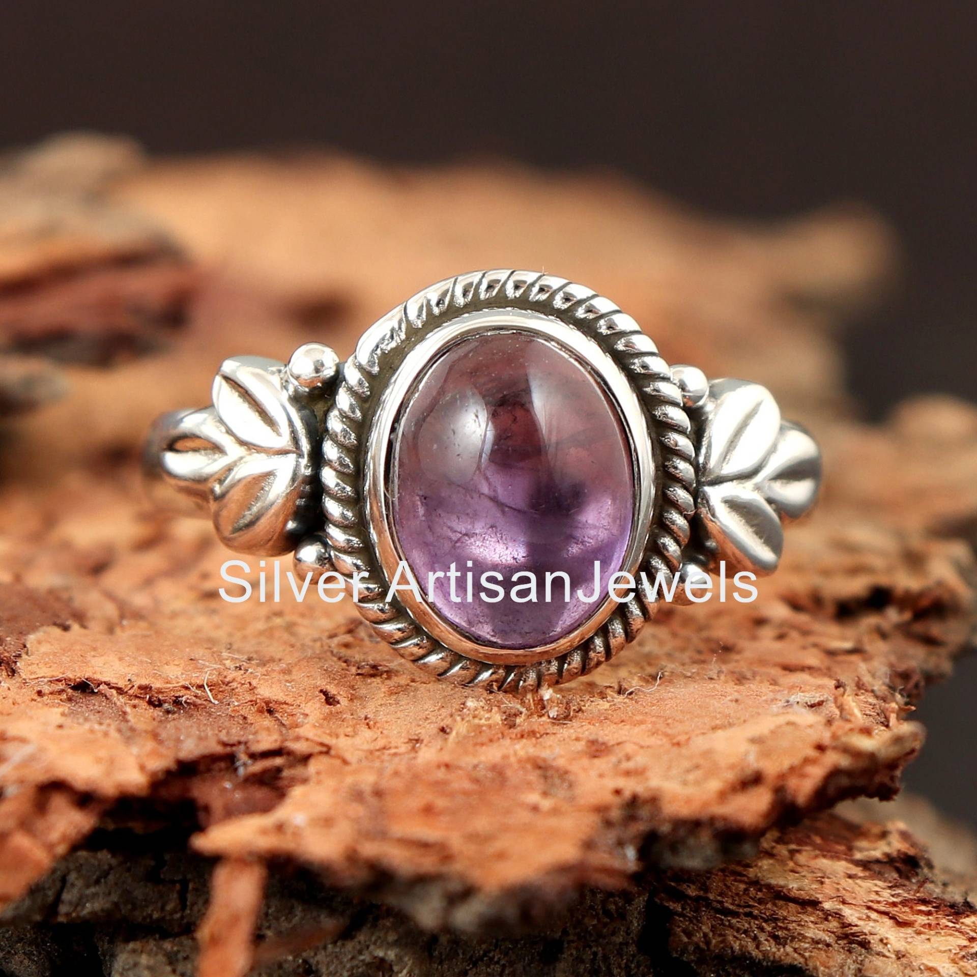 Echter Amethyst Ring-Lila Ring - 925 Silber Ring, Naturheilkristall Wicca Edelstein Versprechen Frauen Geschenk von SilverArtisanJewels