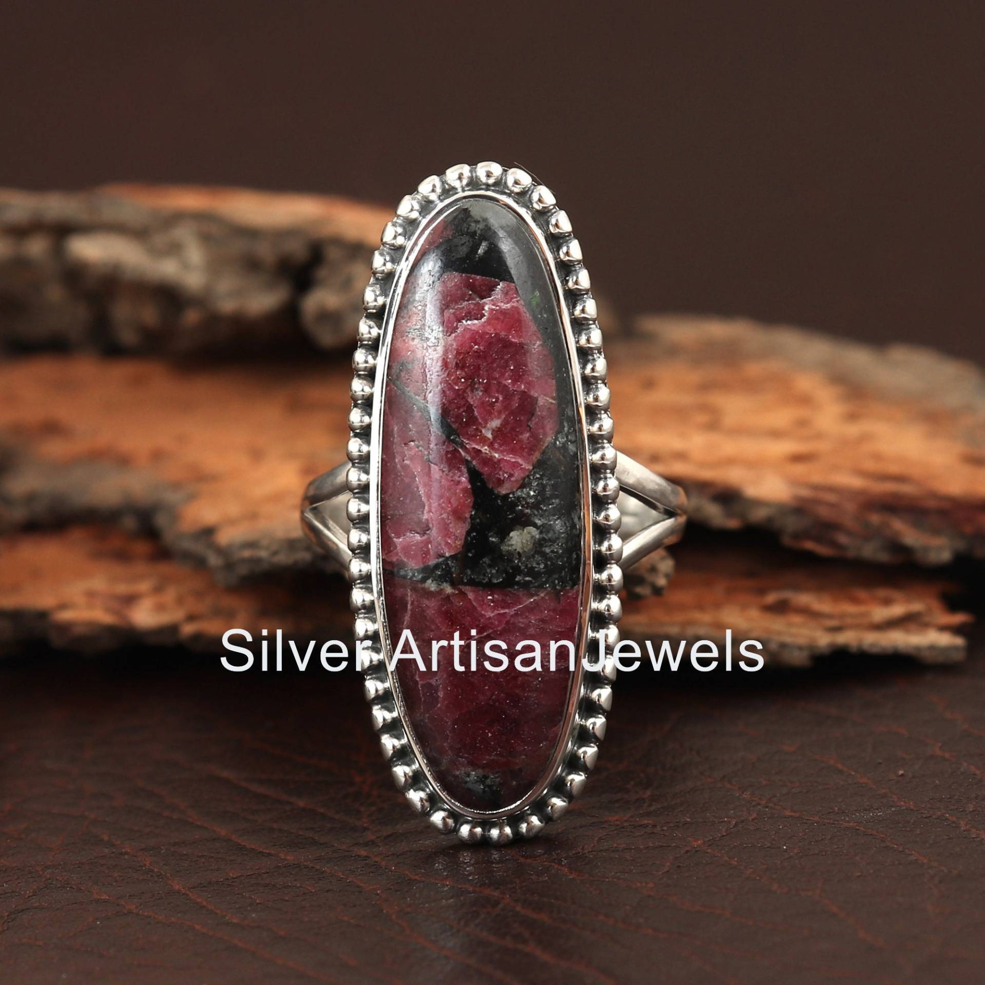 Natürlicher Edulite Sarg Ring, Edelstein Ovaler 925 Silber Handgemachter Frauen 10x30 Mm Großer Stein Ring von SilverArtisanJewels