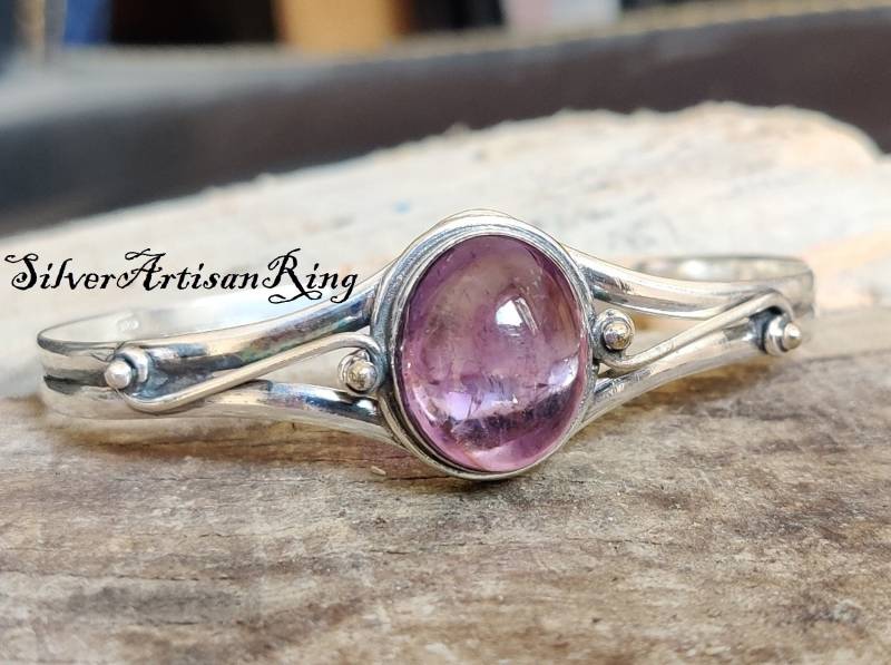 Amethyst Bangle 925 Sterling Silver Bangleadjustable Gorgeous Bangle Gemstone Amezing Beautiful Bangle++ von SilverArtisanRing