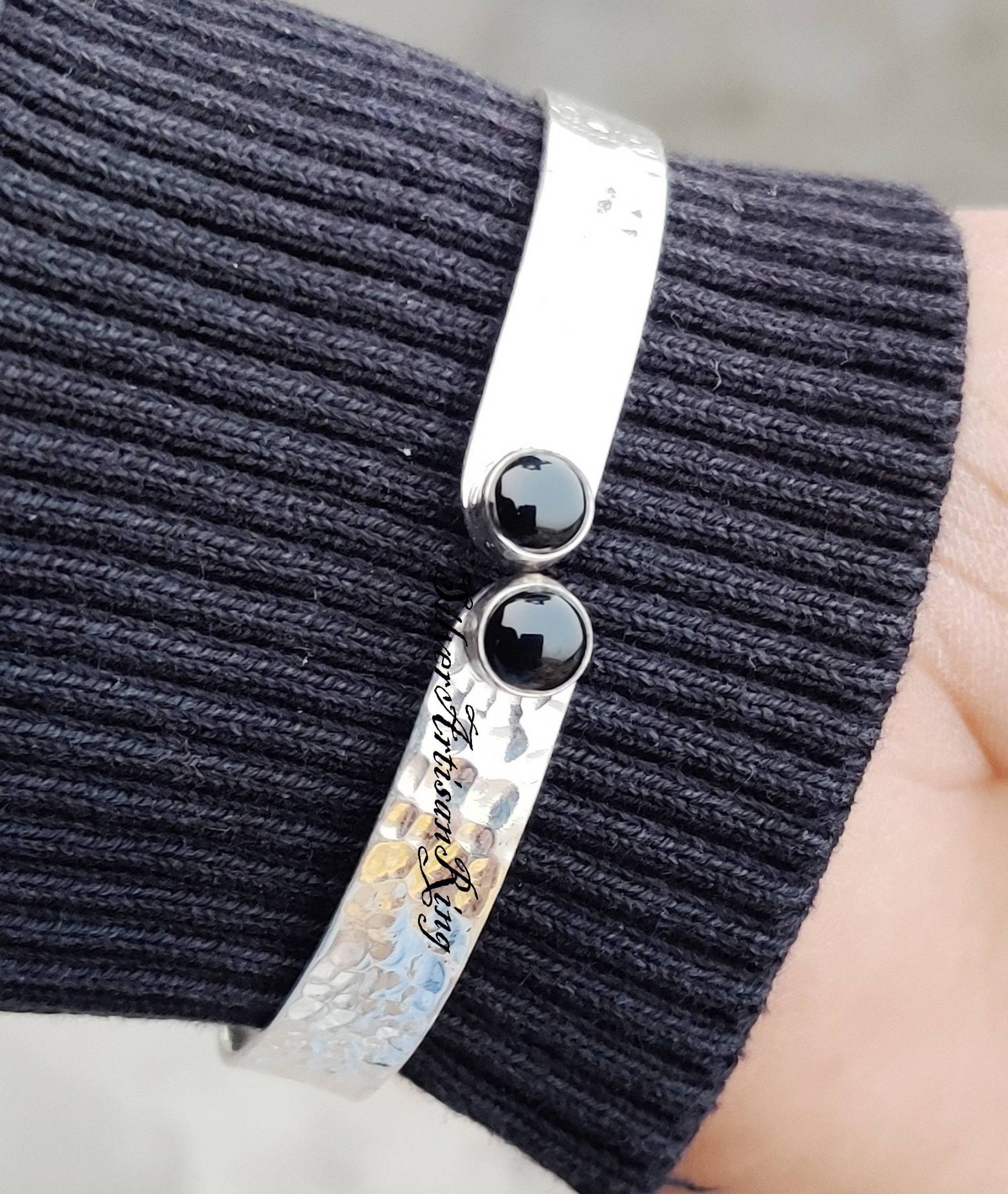 Black Onyx Bangle, 925 Silver Gemstone Bangle, Handmade Boho Bangle, Round Stone Shape Free Shipping, Gorgeous Bangle von SilverArtisanRing