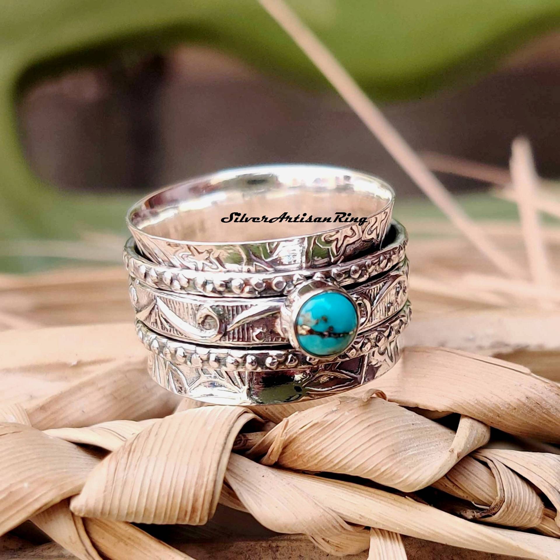 Blue Copper Turquoise Ring ~ Spinner Ring~ 925 Sterling Silver Gemstone Meditation Beautiful Blue Copper Turquoise Ring ~ Spinner Ring~ 925 Sterling Silver Gemstone Meditation Beautiful von SilverArtisanRing