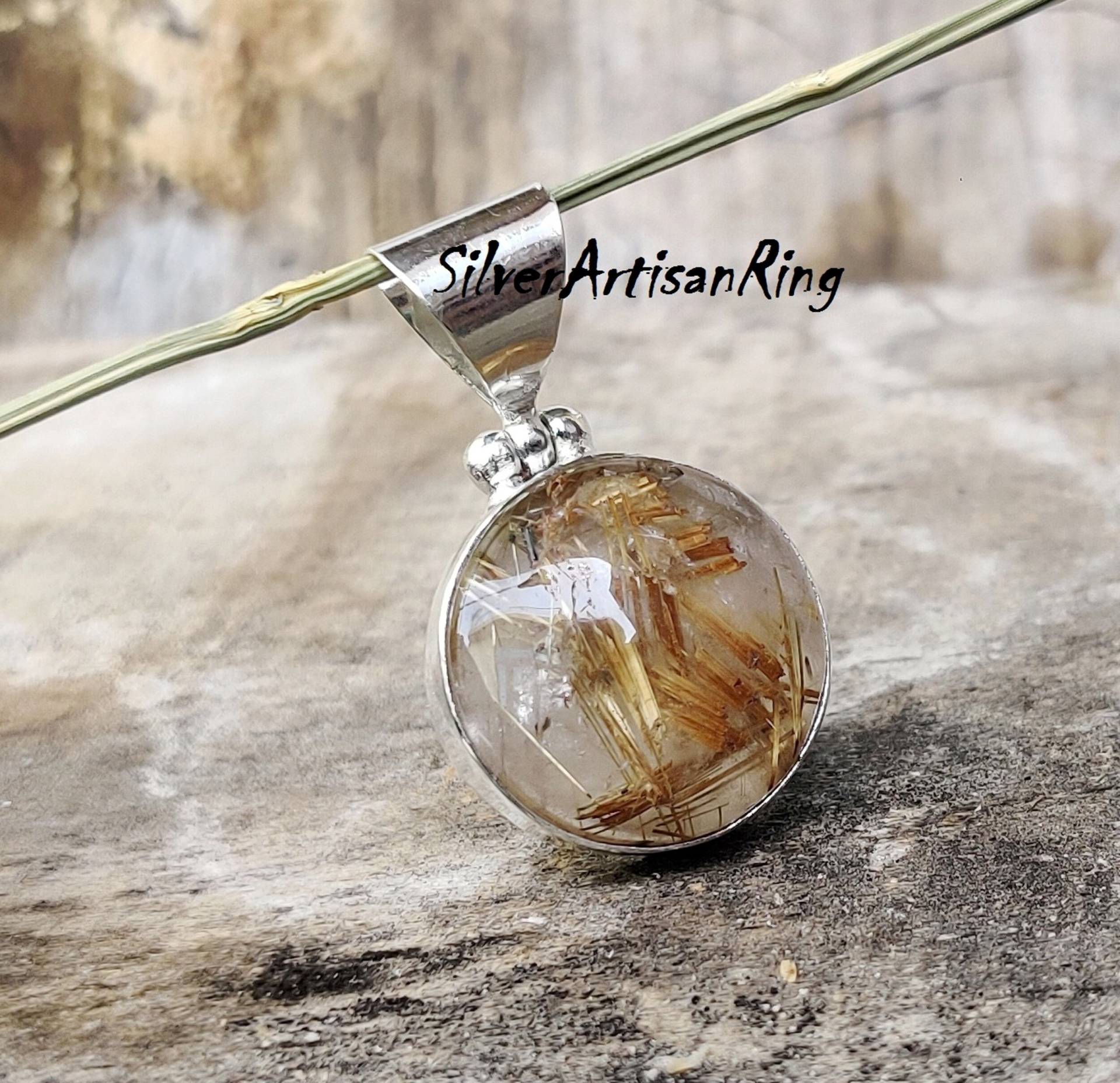 Golden Rutilate Pendant 925 Sterling Silver Gemstone Pendant Handmade Colour Stone Amazing Golden Rutilate Pendant 925 Sterling Silver Gemstone Pendant Handmade Colour Stone Amazing von SilverArtisanRing