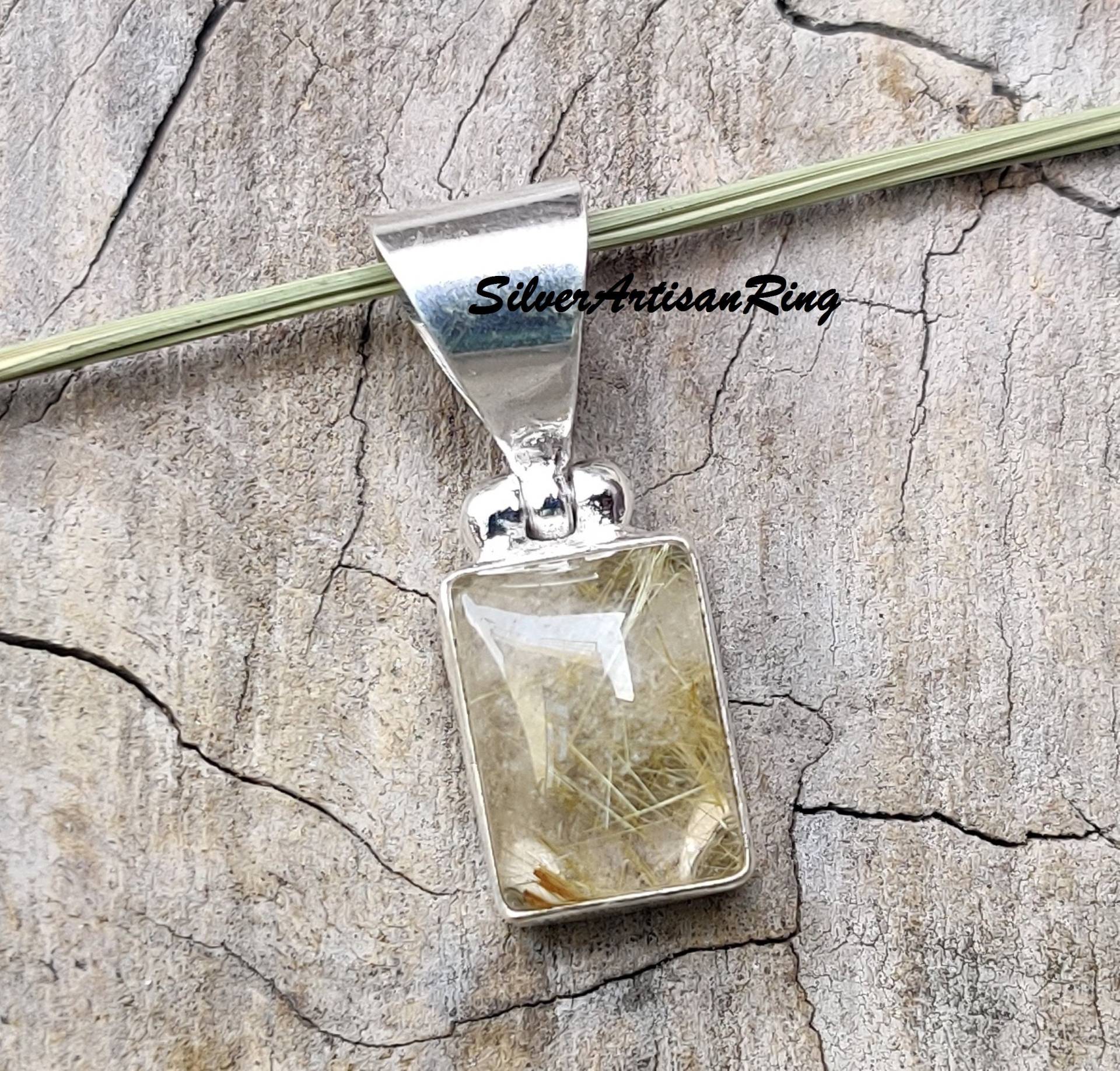 Golden Rutilate Pendant 925 Sterling Silver Gemstone Pendant Handmade Rectangle Stone Shape Amazing Golden Rutilate Pendant 925 Sterling Silver Gemstone Pendant Handmade Rectangle Stone Shape Amazing von SilverArtisanRing
