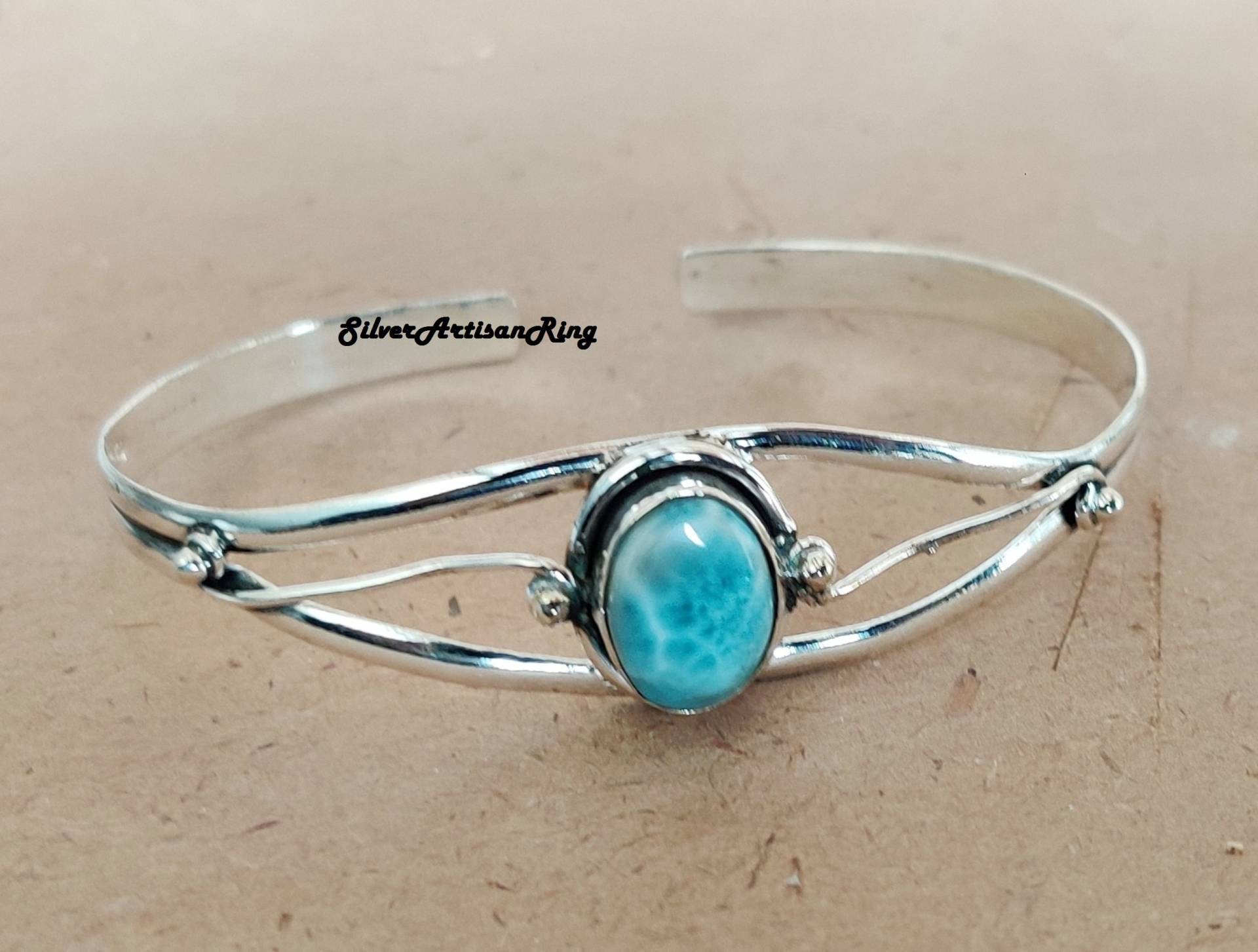 Larimar Bangle 925 Sterling Silver Adjustable Jewelry Beautiful Attractive Bangle Mother Gift Larimar Bangle 925 Sterling Silver Adjustable Jewelry Beautiful Attractive Bangle Mother Gift von SilverArtisanRing