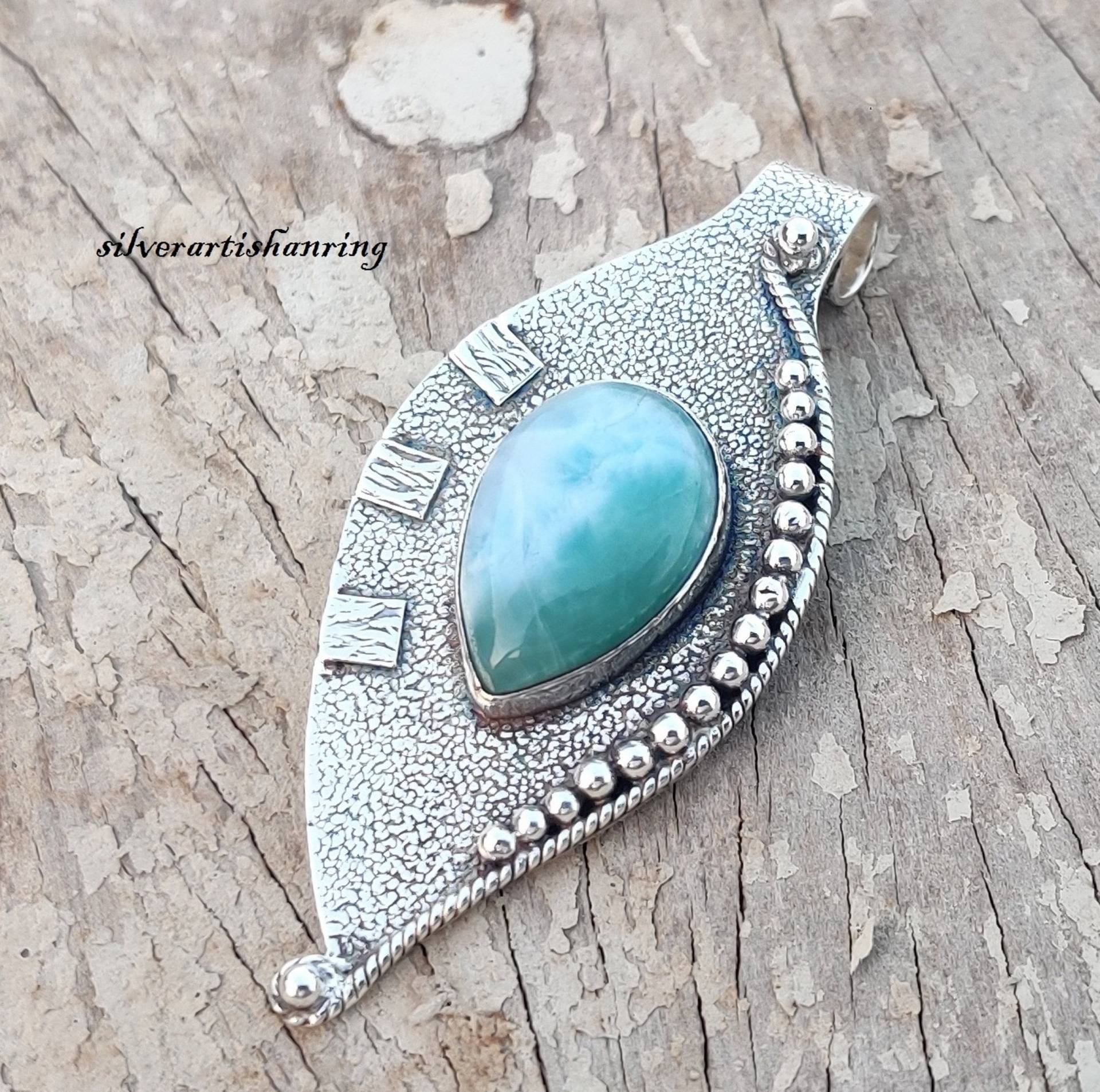 Natural Larimar Pendant | 925 Sterling Silver Gemstone Designer Handmade Amezing Natural Larimar Pendant | 925 Sterling Silver Gemstone Designer Handmade Amezing von SilverArtisanRing