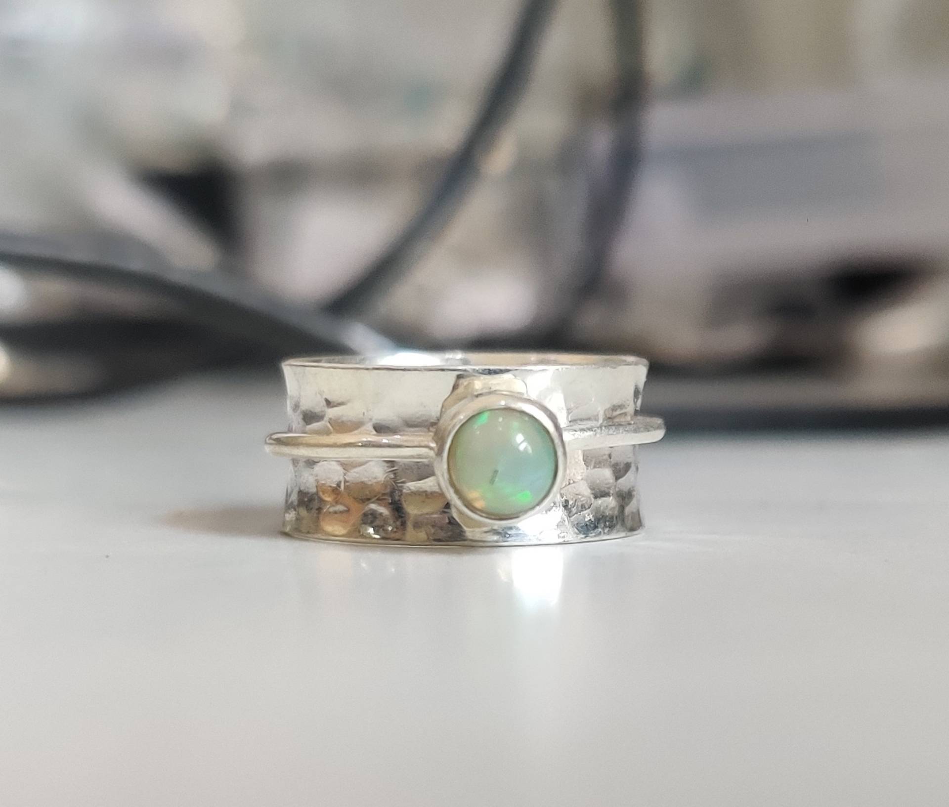 Natural Opal Spinner Ring 925 Sterling Silver Meditation Handmade Statement Brass Jewelry Natural Opal Spinner Ring 925 Sterling Silver Meditation Handmade Statement Brass Jewelry von SilverArtisanRing