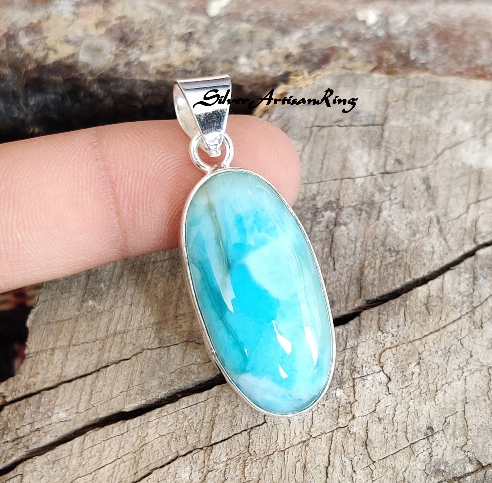 Oval Larimar Pendant, Handmade Neck 925 Silver Boho Pendent, Valentine's Day Gift, Free Shipping, Latest Pendant Oval Larimar Pendant, Handmade Neck 925 Silver Boho Pendent, Valentine's Day Gift, Free Shipping, Latest Pendant von SilverArtisanRing