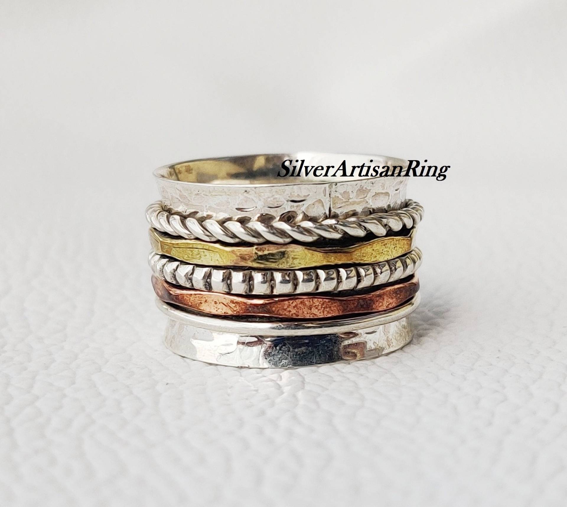 Spinner Ring , 925 Sterling Silver , Meditation Ring, Jewelry , Worry Copper & Brass , Anxiety Beatiful Spinner Ring , 925 Sterling Silver , Meditation Ring, Jewelry , Worry Copper & Brass , Anxiety Beatiful von SilverArtisanRing