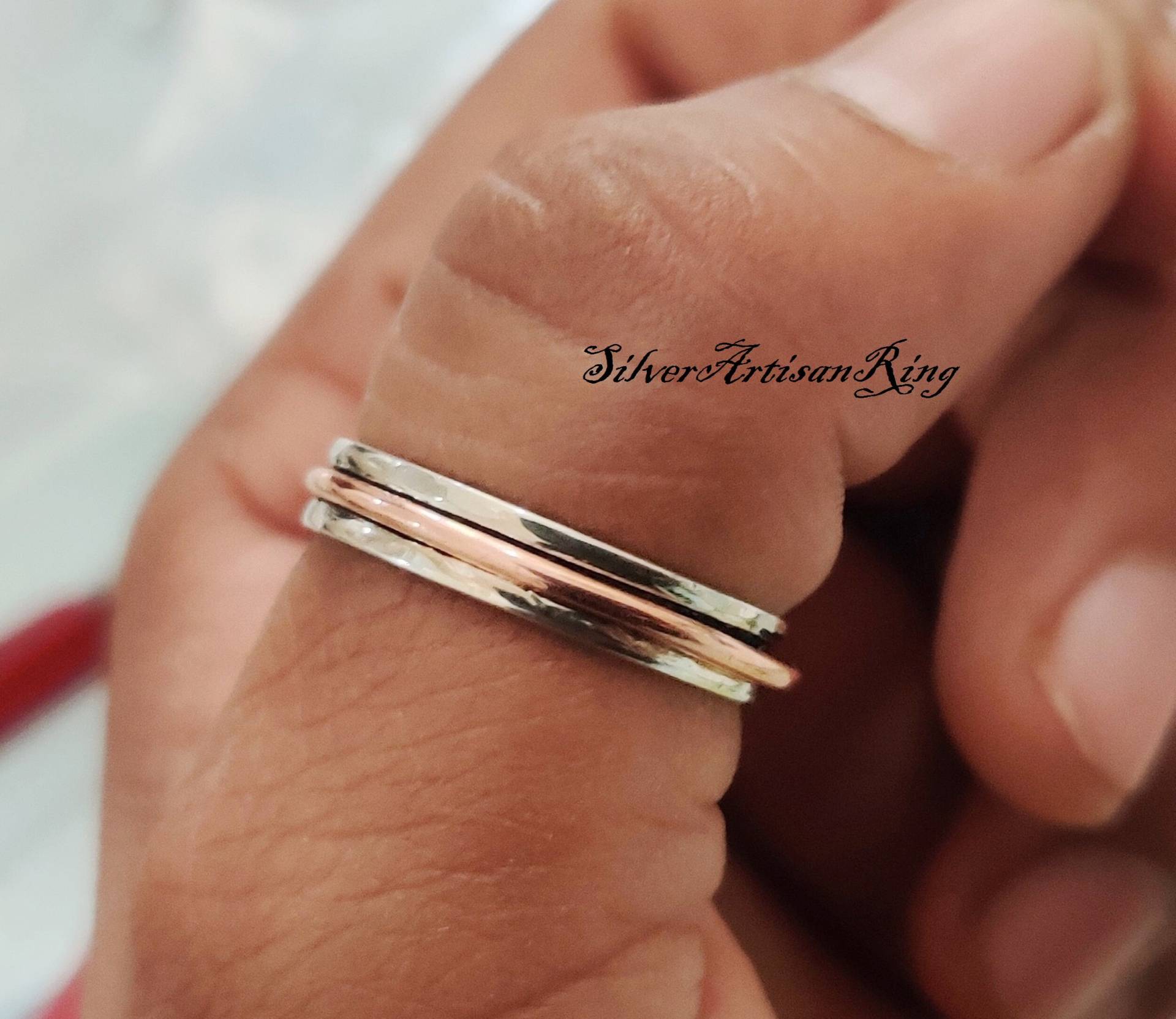 Spinner Ring , 925 Sterling Silver , Meditation Ring, Worry Anxiety , Beautiful Copper , Gift For Her Spinner Ring , 925 Sterling Silver , Meditation Ring, Worry Anxiety , Beautiful Copper , Gift For Her von SilverArtisanRing