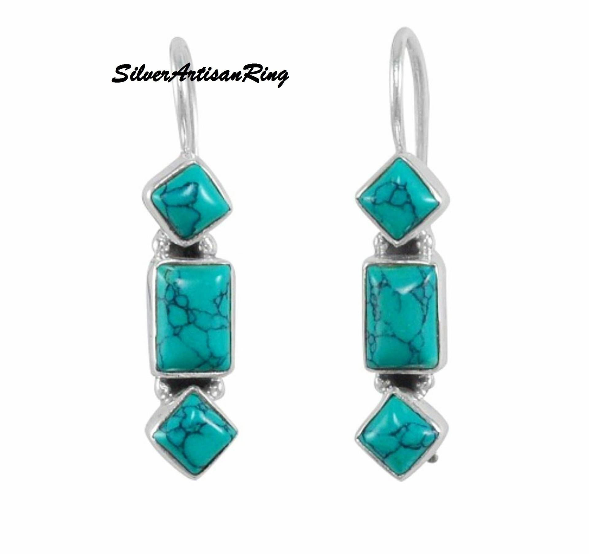 Turquoise Earring , 925 Sterling Silver Gemstone Unique , Dangle , Woman Earring, Boho Gift Item Turquoise Earring , 925 Sterling Silver Gemstone Unique , Dangle , Woman Earring, Boho Gift Item von SilverArtisanRing