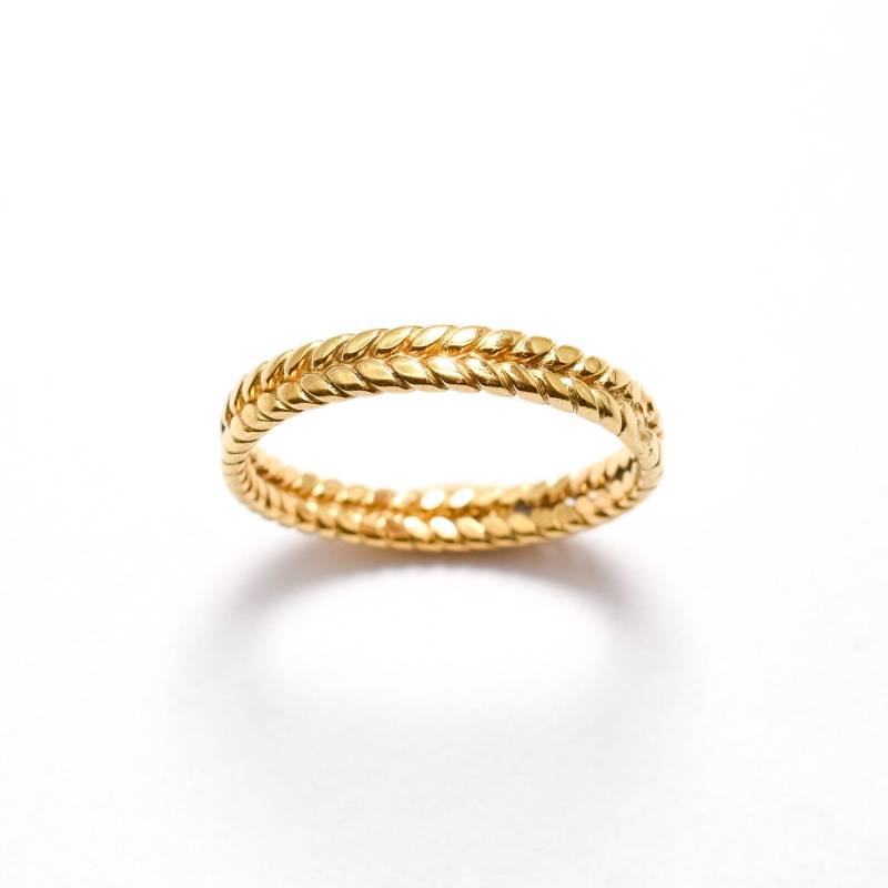 Gold Geflochtenes Band, Boho Ring, Vergoldeter Zopf Stapelbar Zierliche Stapeln Geflochtener Vermeil Ring von SilverByAdina
