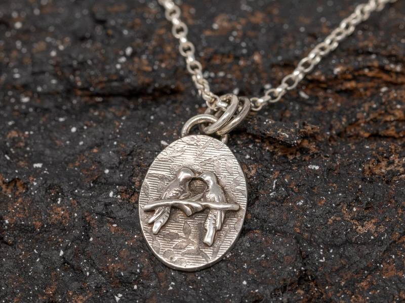 Handgemachte Sterling Silber Liebe Vögel Halskette|Love Birds Halskette|Tweeting Kette|Handgemachte Halskette|Silber Vogel Kette|Geschenk Für Sie von SilverCaveDesigns