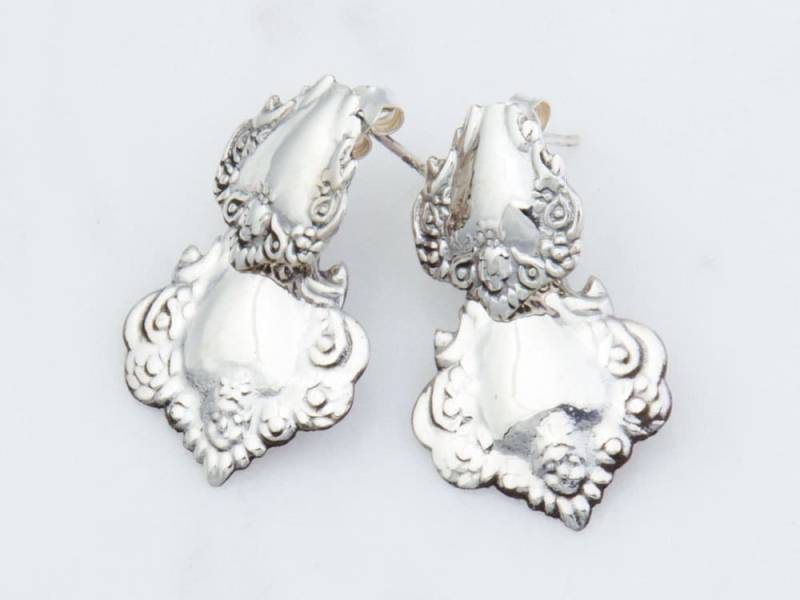Gepäck Anhänger Ohrringe, Sterling Silber Ohrhänger, Vintage Stil Ohrring, Antike Shabby Chic Klobige Ohrringe von SilverCharmsInc