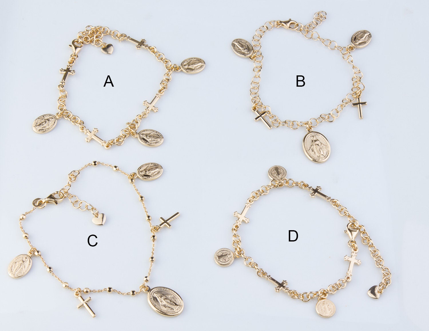 Jungfrau Maria Oder Saint Benedict Gold Vergoldet Über Sterling Silber Charm Armband, Baumeln Charms Ostergeschenk, Stapelbare cm246R Jungfrau Maria Oder Saint Benedict Gold Vergoldet Über Sterling Silber Charm Armband, Baumeln Charms Ostergeschenk, Stapelbare cm246R von SilverCharmsInc