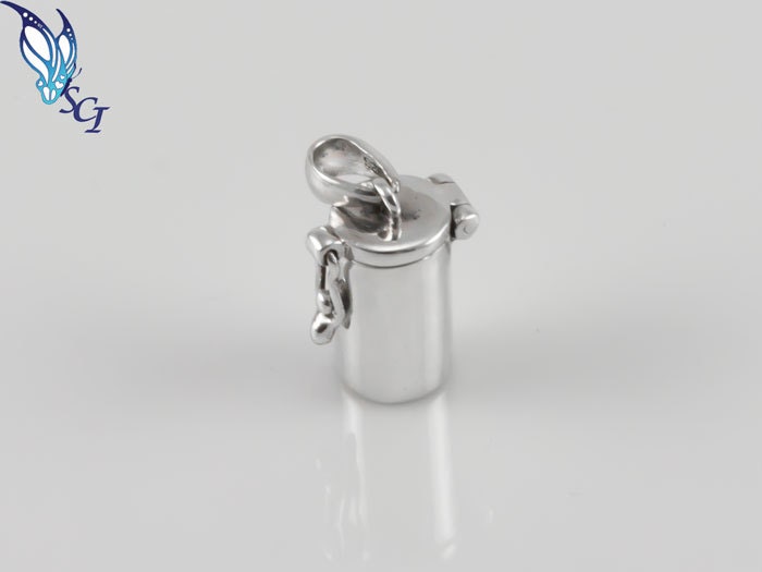 Schlichter Zylinder Gebetsbox Anhänger, Charm Sterling Silber, Anhänger Zubehör, Schmuck Versorgung, Schlangenkette, Ash Medaillon, Pb124 von SilverCharmsInc
