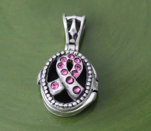sterling Silber Rosa Bewusstsein Medaillon, Band Gebetsbox Anhänger, Anhänger Zubehör, Brustkrebs sterling Silber Rosa Bewusstsein Medaillon, Band Gebetsbox Anhänger, Anhänger Zubehör, Brustkrebs von SilverCharmsInc