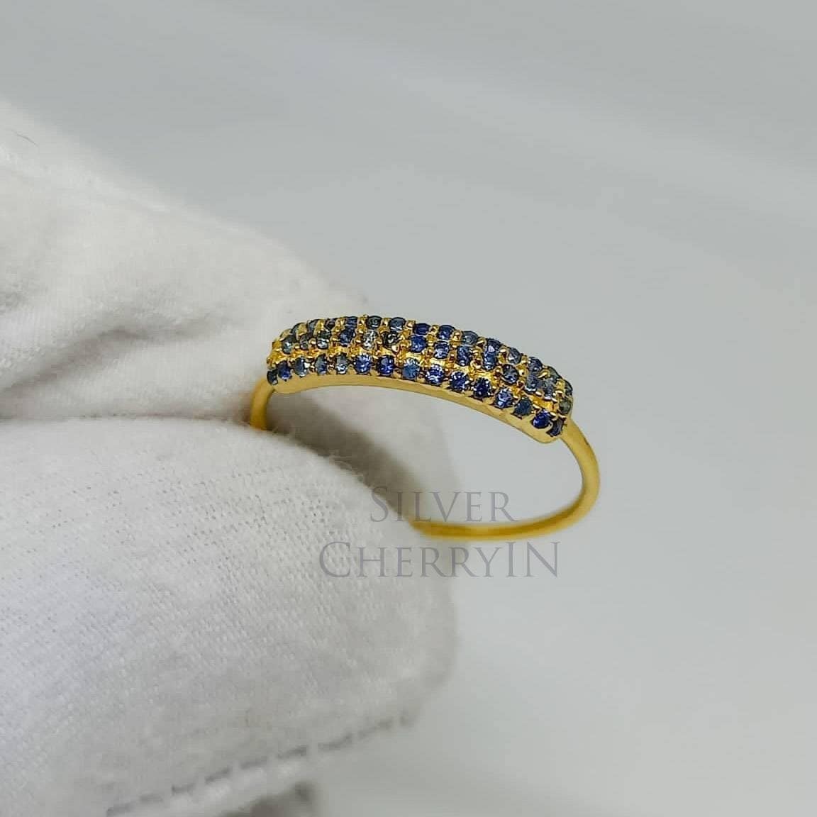 14K Gold Echter Blauer Saphir Ring/Aaa + Qualität Solid Für Frauen Natürlicher Ring-stacking von SilverCherryIN