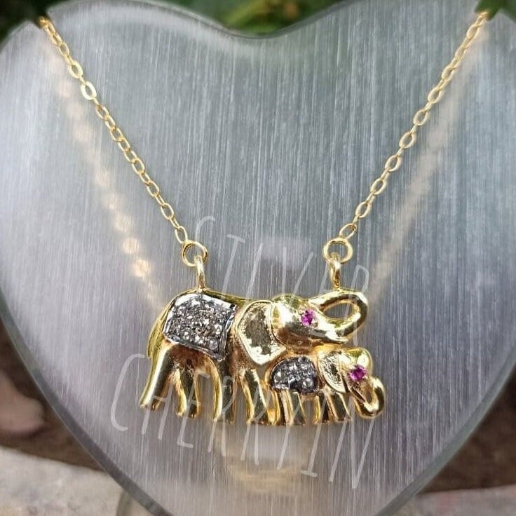925 Sterling Silber Elefant Halskette | Diamant Anhänger Mutter Und Baby |Geburtstagsgeschenk 925 Sterling Silber Elefant Halskette | Diamant Anhänger Mutter Und Baby |Geburtstagsgeschenk von SilverCherryIN