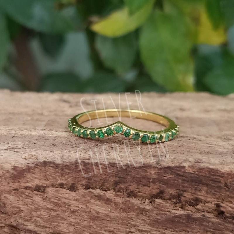 Echter Smaragd Ring-Zierlicher Ring-925 Silber Ring-Natürliche Smaragd-Edelstein Ring-Mai Birthstone-Smaragd Ring-Handmade Ring-statement Ring von SilverCherryIN