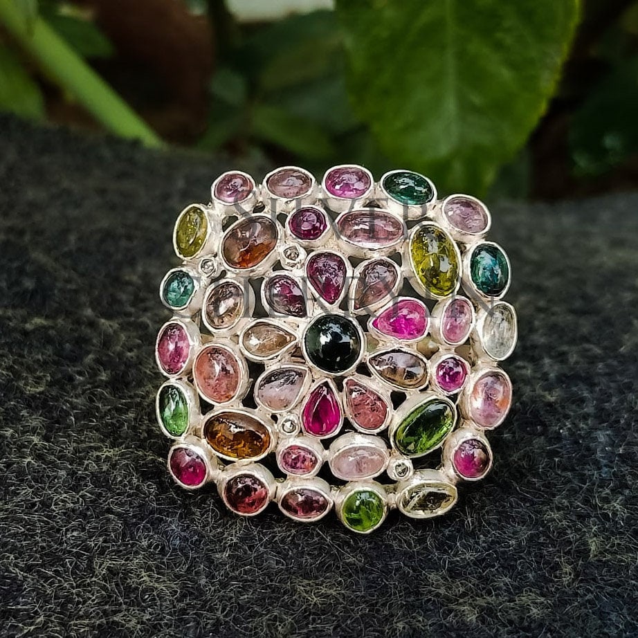 Multi Pink Turmalin Stapelring, 925 Sterling Silber Ringe Für Frauen, Color Stein Ring, Geschenke Sie von SilverCherryIN