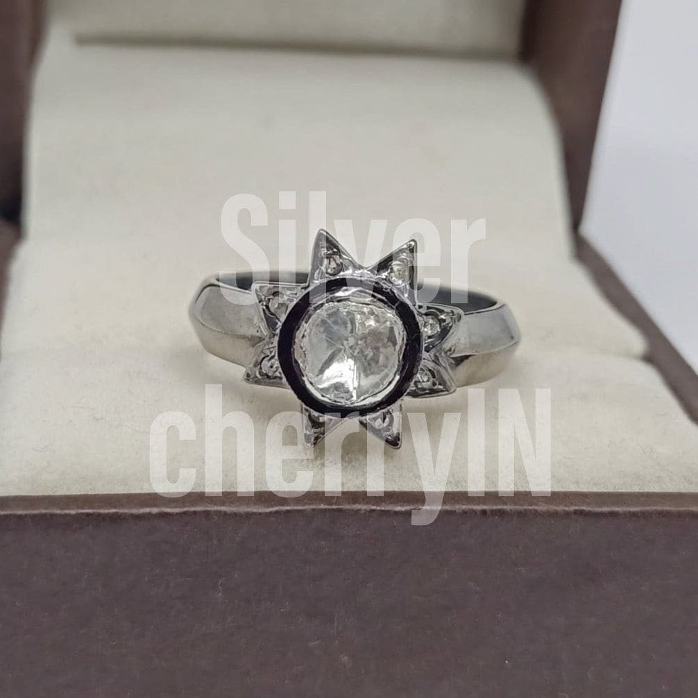 Stern Natürliche Polki Rose Cut Diamant Ring 925 Sterling Silber Band Ring, Schmuck Geschenk Für Frauen von SilverCherryIN