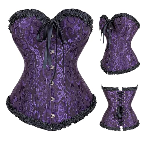 SilverChry Korsett Damen, Vollbrust Korsage Corset Korsett Top Palaststil, Gothic Jacquard-Spitzen Korsagen & Bustiers für Damen, Vintage Kleidung Body Shaper, Halloween Karneval Bälle Partys Kostüm SilverChry Korsett Damen, Vollbrust Korsage Corset Korsett Top Palaststil, Gothic Jacquard-Spitzen Korsagen & Bustiers für Damen, Vintage Kleidung Body Shaper, Halloween Karneval Bälle Partys Kostüm von SilverChry