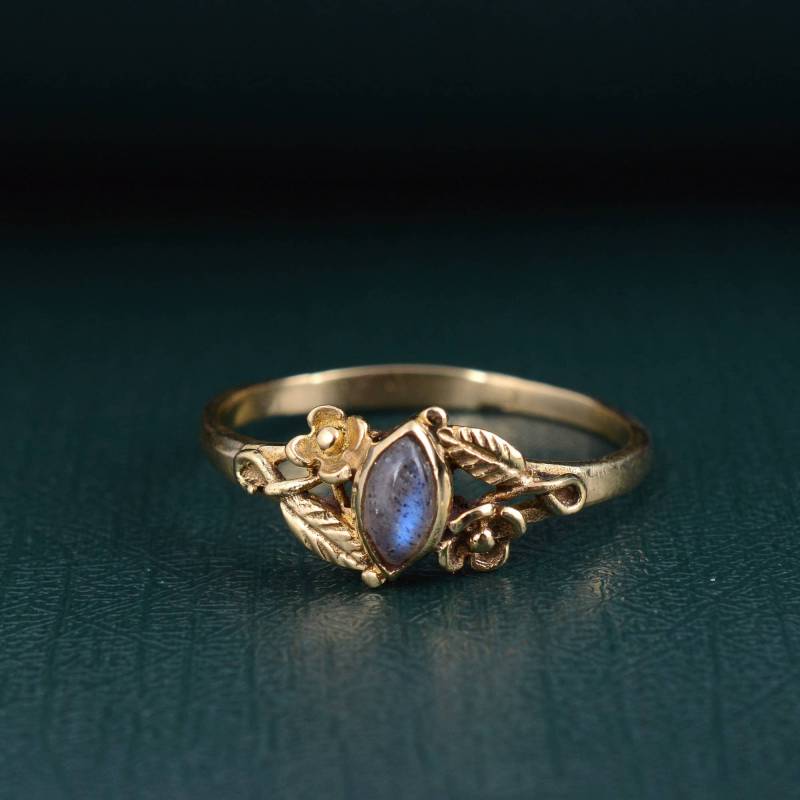 Labradorit Messing Ring | Hand Gefertigte Boho Ringe Für Geschenk Ihn Mutter Geschenke von SilverCrushIn