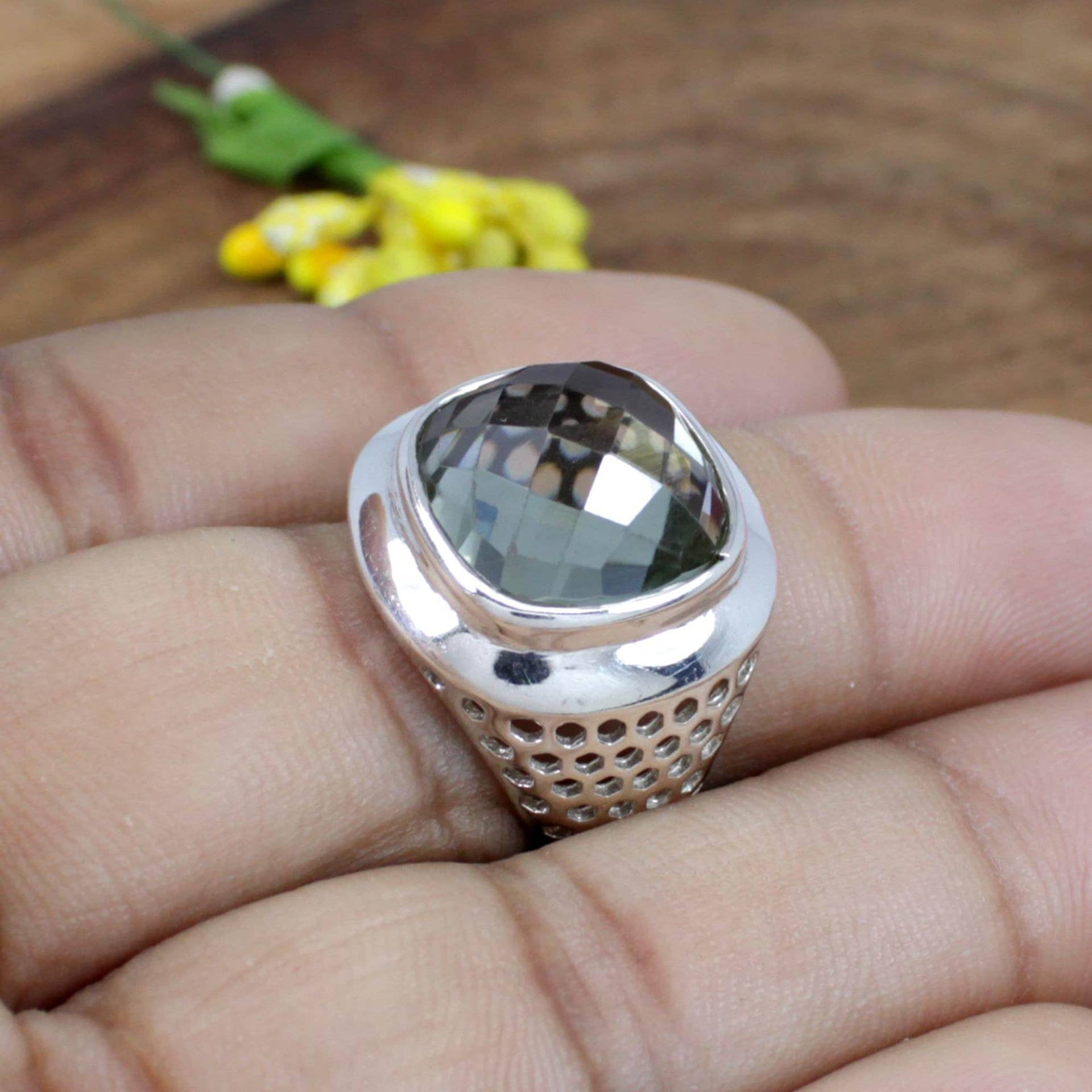 Filigraner Grün Amethyst Ring Sterling Silber Schmuckband von SilverDesignerRings