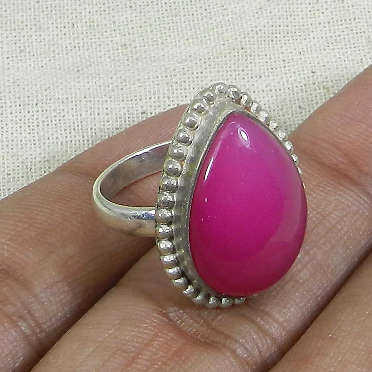 Fuchsia Chalcedon Ring, 925 Sterling Silber Brautjungfer Versprechen Handgemachter Geschenk Für Sie, Unisex Ring von SilverDesignerRings