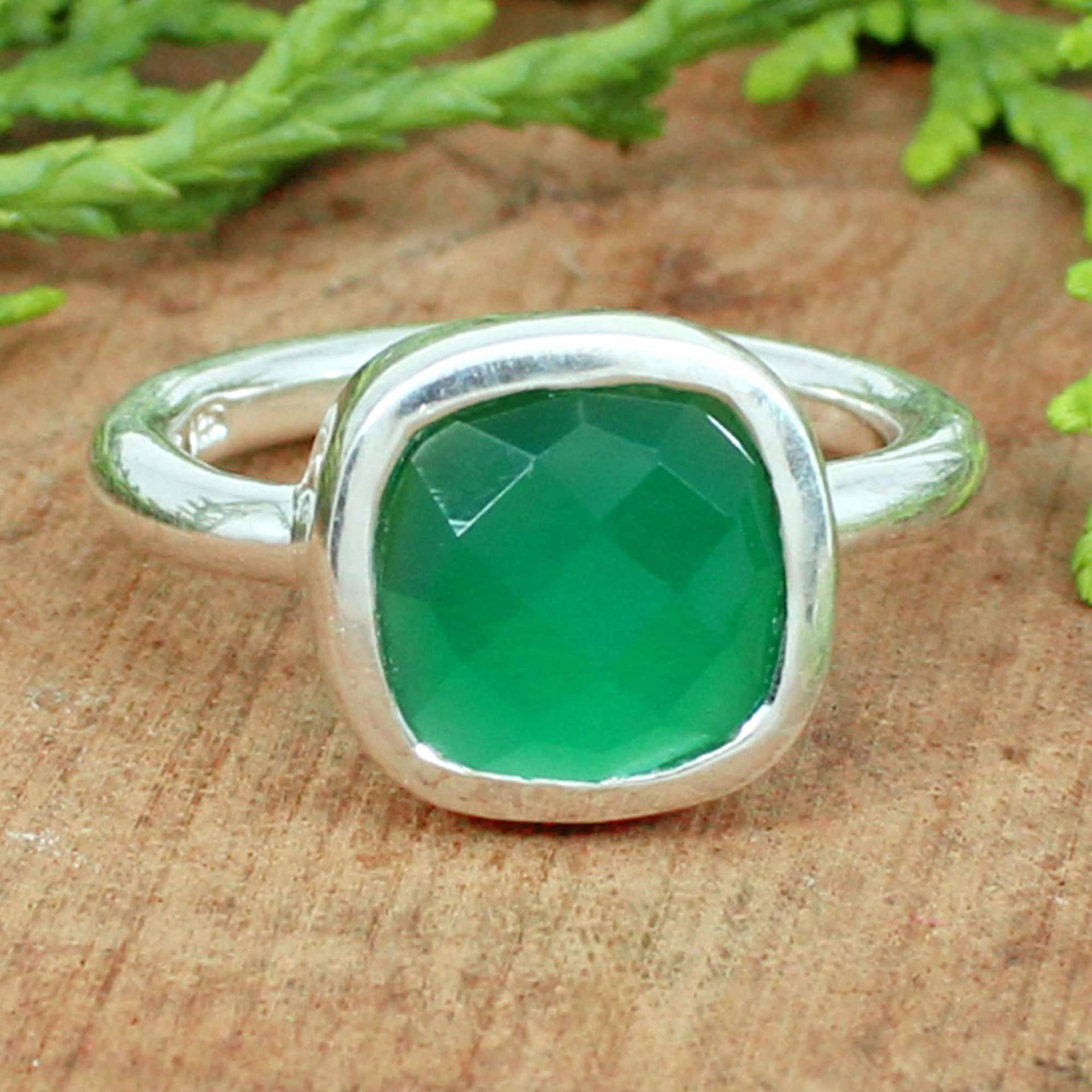 Grüner Onyx Sterling Silber Ring Handgefertigter Boho Schmuck von SilverDesignerRings