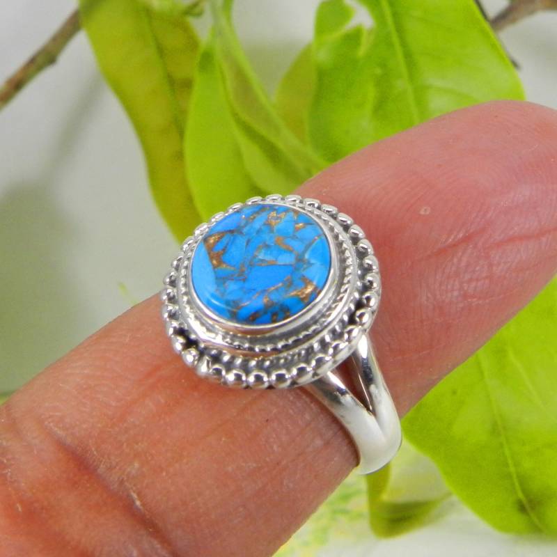 Handgefertigter Boho Schmuck Aus Mohave Türkis von SilverDesignerRings