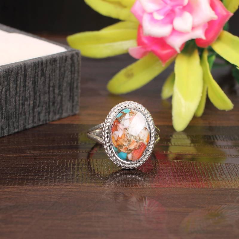 Handgemachte Auster Türkis Ring Oval Sterling Silber Boho Schmuck Handgemachte Auster Türkis Ring Oval Sterling Silber Boho Schmuck von SilverDesignerRings