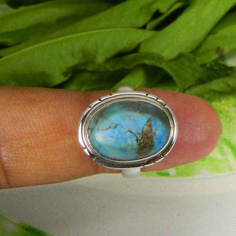 Handgemachte Mohave Blau Türkis Ring Sterling Silber Boho Ring von SilverDesignerRings
