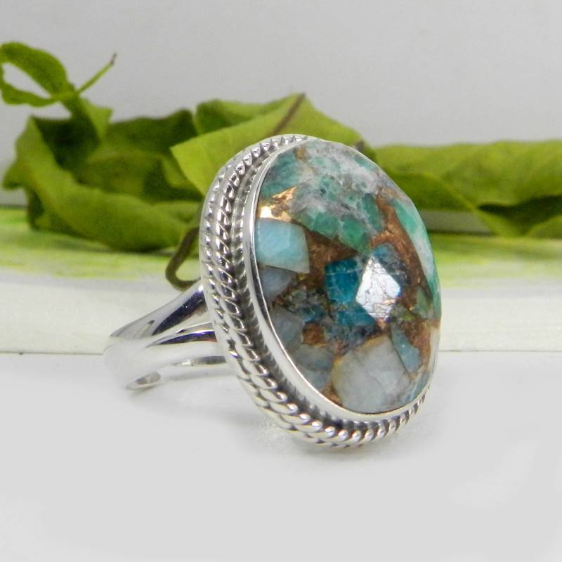 Handgemachte Mohave Kupfer Türkis Ring Oval Sterling Silber Boho Schmuck Handgemachte Mohave Kupfer Türkis Ring Oval Sterling Silber Boho Schmuck von SilverDesignerRings