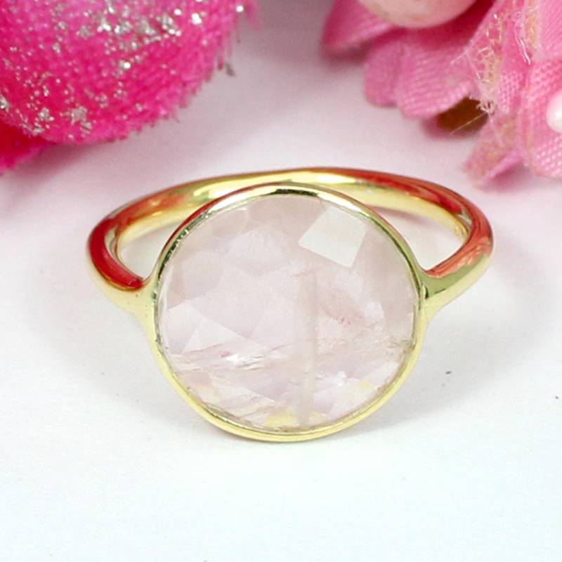 Handgemachte Rose Quartz Ring Vergoldete Sterling Silber Schmuck von SilverDesignerRings