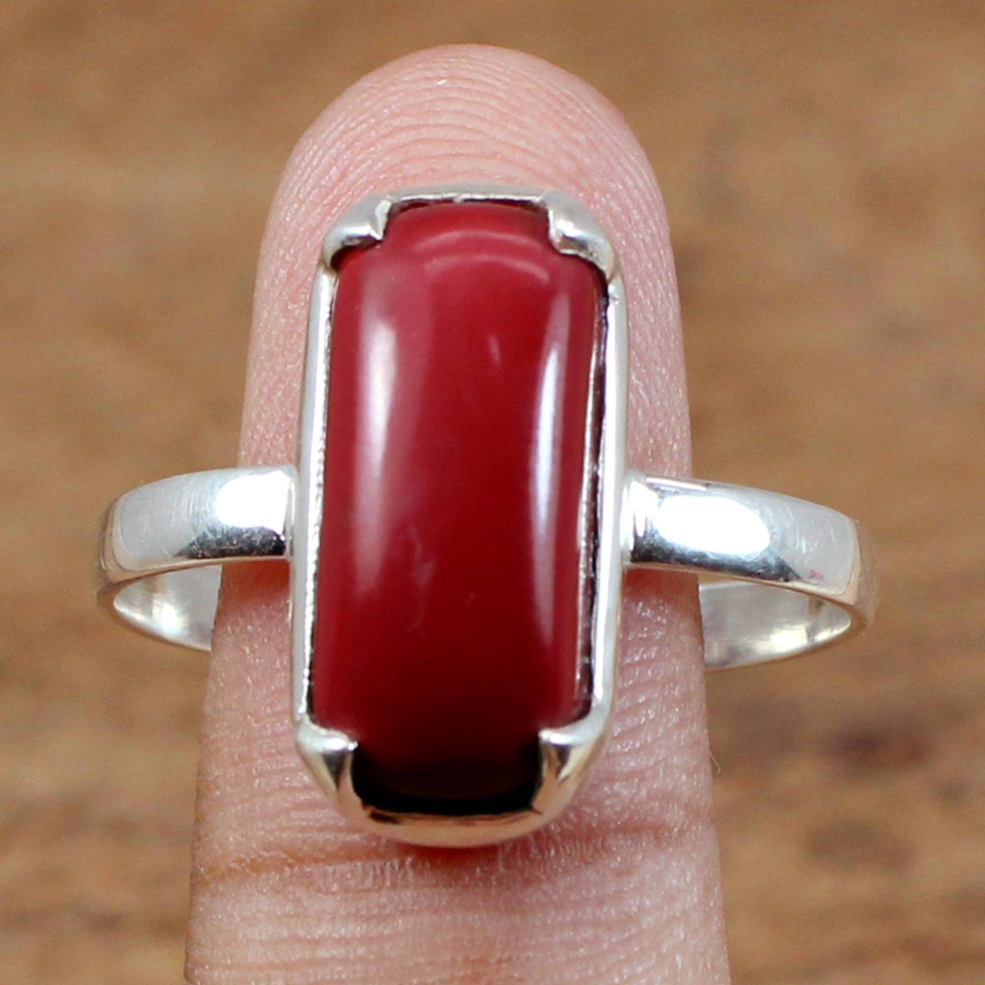 Handgemachte Rote Koralle Edelstein 925 Sterling Silber Rot Stein Einfache Schöne Boho Stapeln Männer Frauen Ring Roter Jahrestag Geschenk von SilverDesignerRings