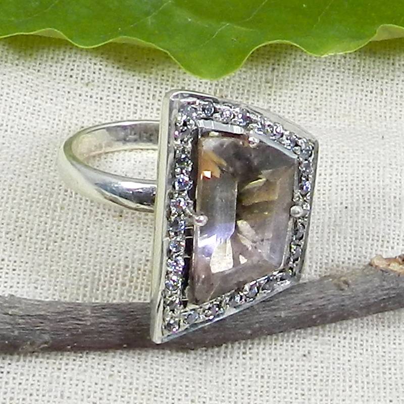 Handgemachte Sterling Silber Ametrin Ring Filigraner Cz Akzent von SilverDesignerRings