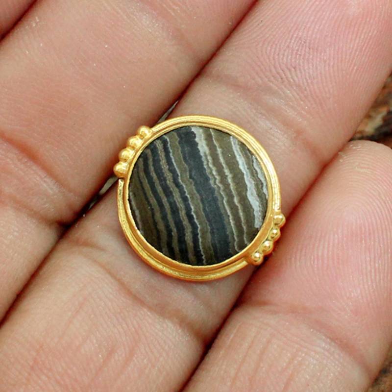 Handgemachte Vergoldete Yeovapi Jaspis Sterlingsilber Ring von SilverDesignerRings
