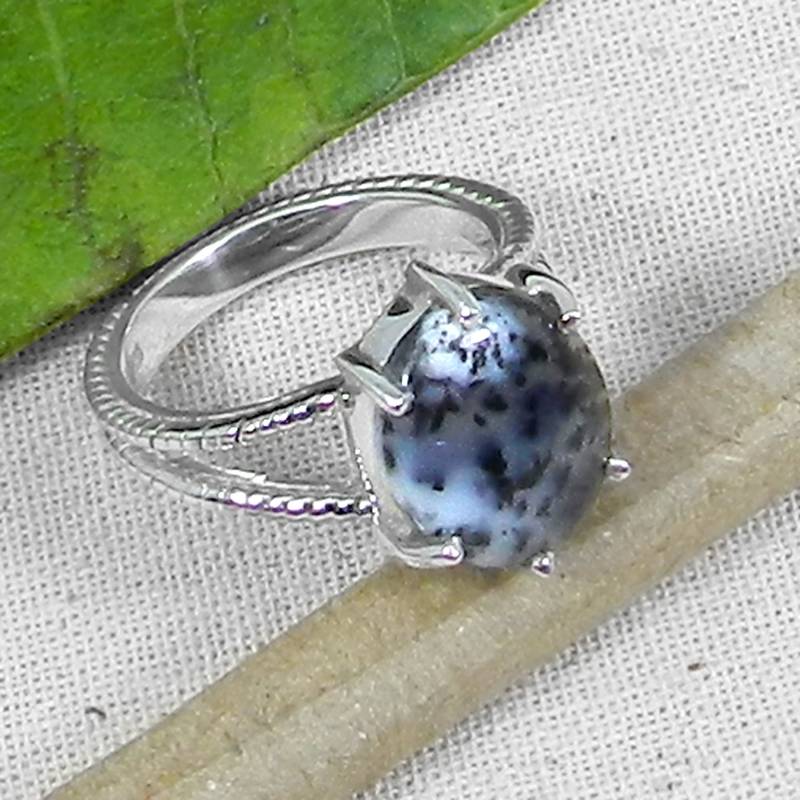 Handgemachter Dendritenopal Ring 925 Sterling Silber Split Band Handgemachter Dendritenopal Ring 925 Sterling Silber Split Band von SilverDesignerRings