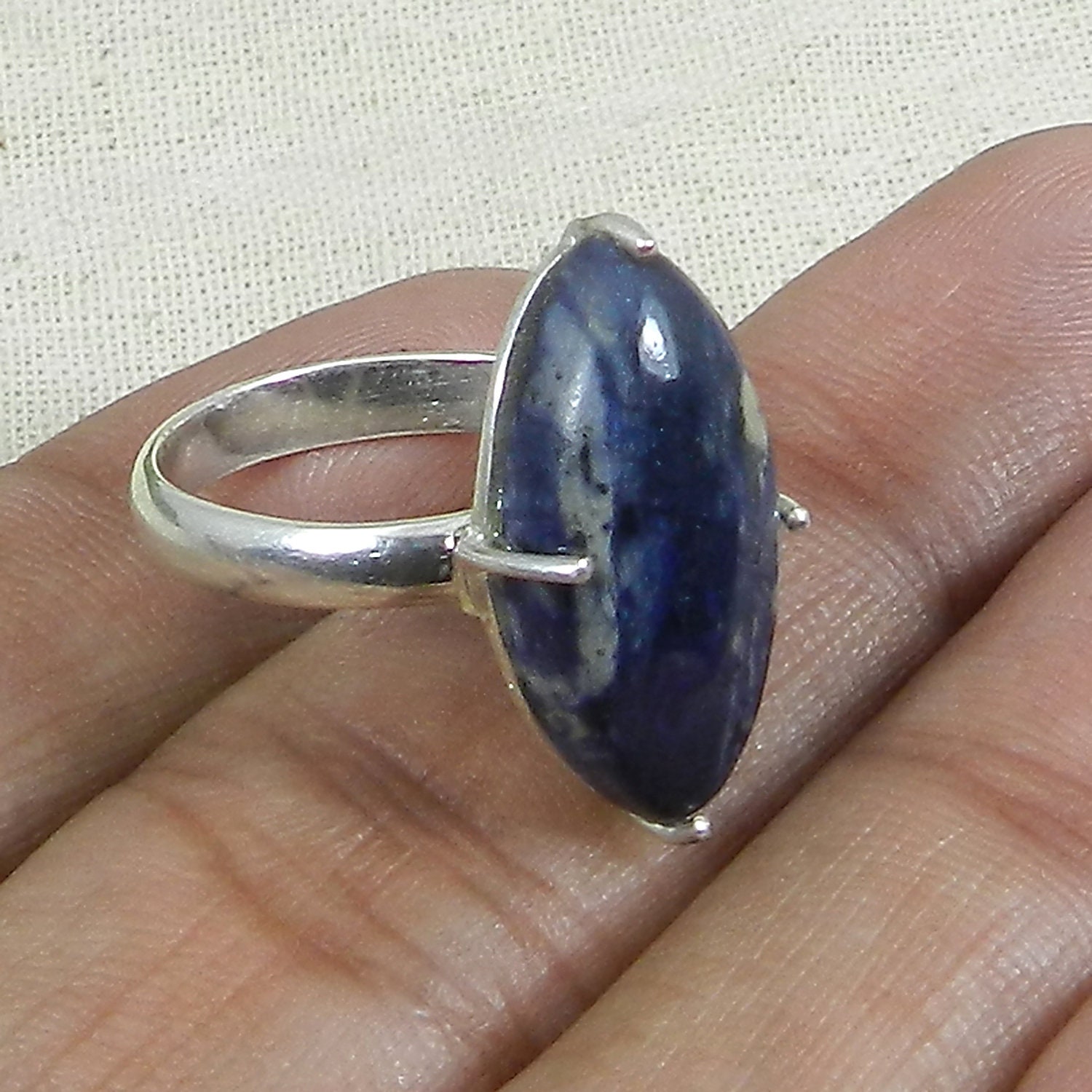 Handgemachter Dumorit Ring 925 Sterling Silber Marquise Prong Ring von SilverDesignerRings