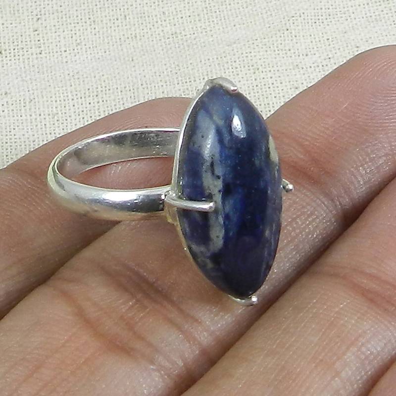 Handgemachter Dumorit Ring 925 Sterling Silber Marquise Prong Ring von SilverDesignerRings