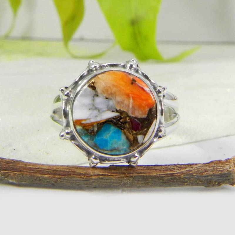Handgemachter Mohave Türkis Ring Sterling Silber Boho Schmuck von SilverDesignerRings