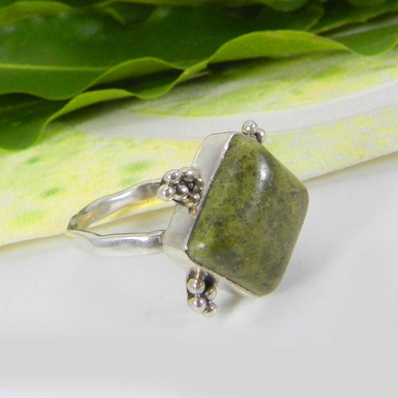 Heena Jaspis Statement Ring Handgefertigte Sterling Silber Bezel Set von SilverDesignerRings