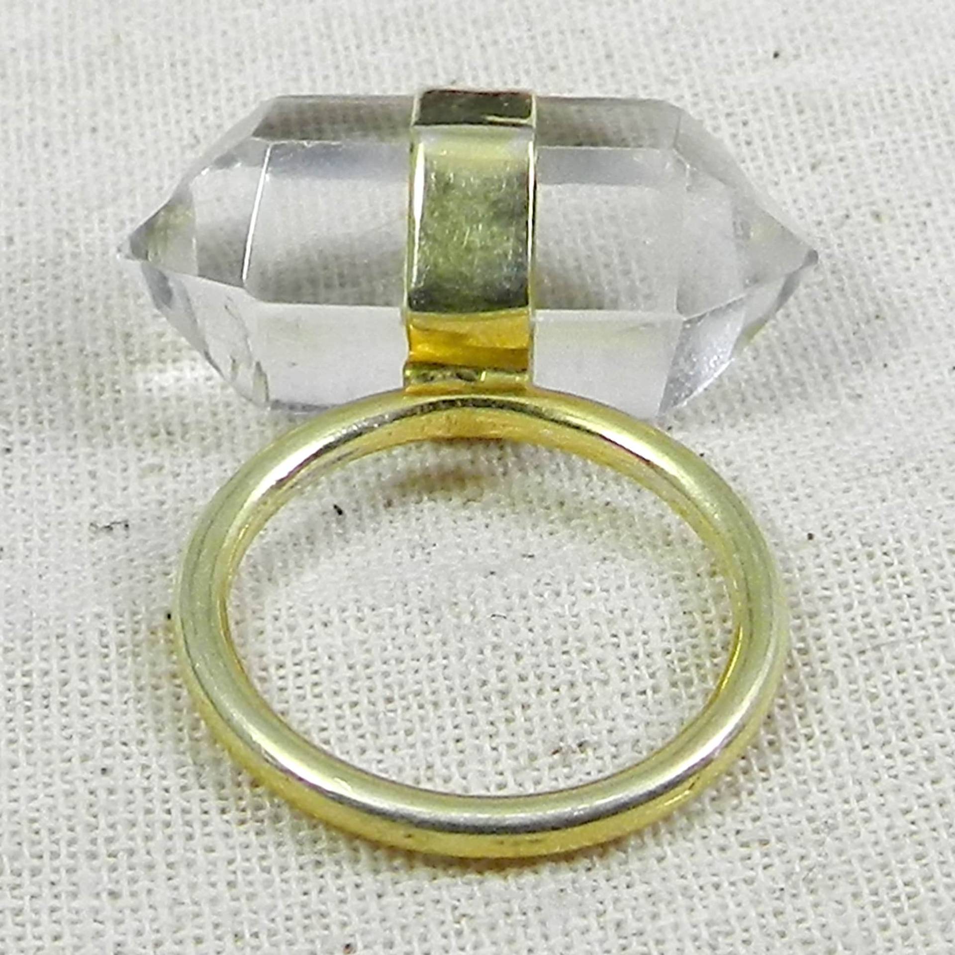 Kristall Edelstein Ring Vergoldeter 925 Sterling Silber Statement Ring von SilverDesignerRings