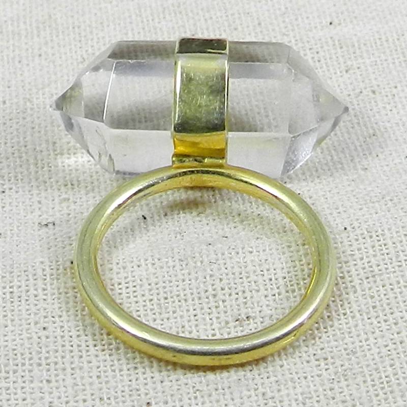 Kristall Edelstein Ring Vergoldeter 925 Sterling Silber Statement Ring von SilverDesignerRings