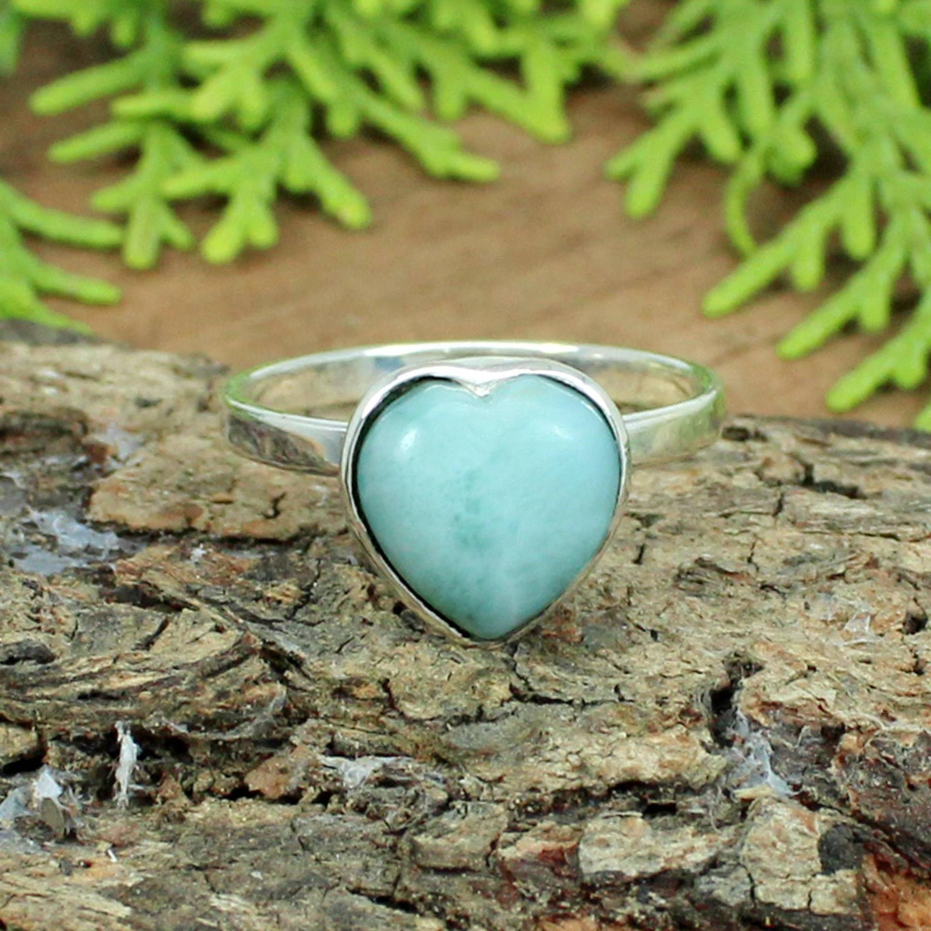 Larimar Herz Ring Handgefertigter Boho Schmuck Aus 925Er Sterlingsilber von SilverDesignerRings