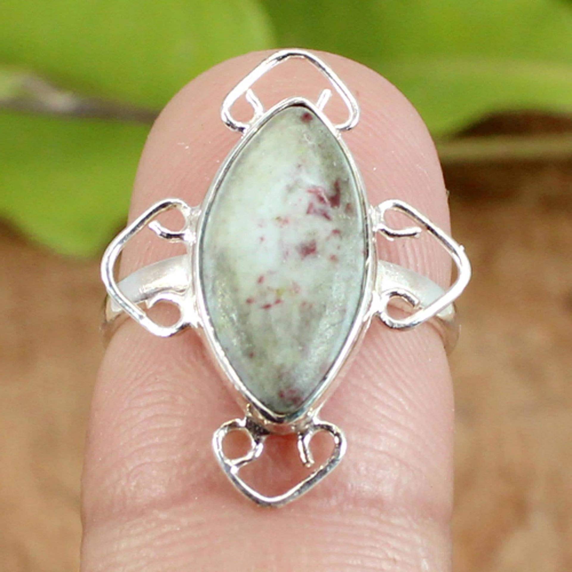 Marquise Zinnober Jaspis Ring Sterling Silber Boho Schmuck von SilverDesignerRings