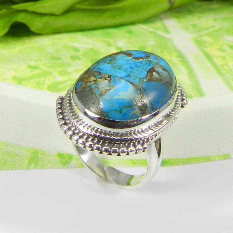 Mohave Blau Kupfer Türkis Edelstein Handmade Designer Frauen Ring Geschenk Für Sie Statement Schmuck von SilverDesignerRings